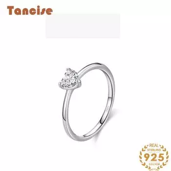 Tancise Classic стерлингового серебра 925 пробы кольцо с цирконом женские ювелирные изделия свадебное обещание вечерние подарок 5 серебряный