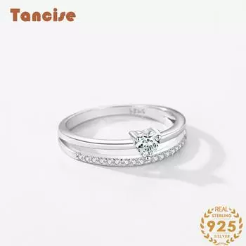 Tancise Classic стерлингового серебра 925 пробы кольцо с цирконом женские ювелирные изделия свадебное обещание вечерние подарок 5 серебряный