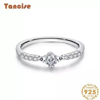 Tancise Classic стерлингового серебра 925 пробы кольцо с цирконом женские ювелирные изделия свадебное обещание вечерние подарок 5 серебряный