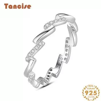 Tancise Classic стерлингового серебра 925 пробы кольцо с цирконом женские ювелирные изделия свадебное обещание вечерние подарок 5 серебряный
