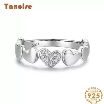 Tancise Classic стерлингового серебра 925 пробы кольцо с цирконом женские ювелирные изделия свадебное обещание вечерние подарок 5 серебряный