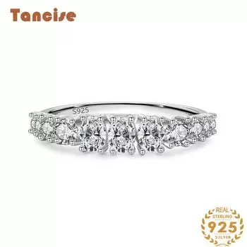 Tancise Classic стерлингового серебра 925 пробы кольцо с цирконом женские ювелирные изделия свадебное обещание вечерние подарок 5 серебряный
