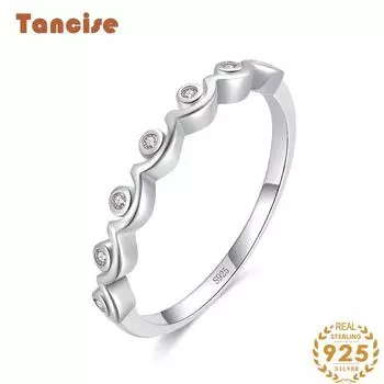 Tancise Classic стерлингового серебра 925 пробы кольцо с цирконом женские ювелирные изделия свадебное обещание вечерние подарок 5 серебряный