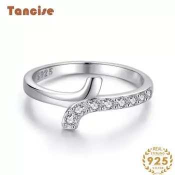 Tancise Classic стерлингового серебра 925 пробы кольцо с цирконом женские ювелирные изделия свадебное обещание вечерние подарок 5 серебряный