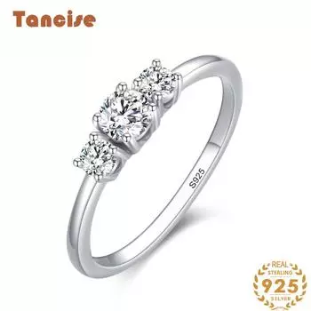 Tancise Classic стерлингового серебра 925 пробы кольцо с цирконом женские ювелирные изделия свадебное обещание вечерние подарок 5 серебряный