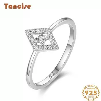 Tancise Classic стерлингового серебра 925 пробы кольцо с цирконом женские ювелирные изделия свадебное обещание вечерние подарок 5 серебряный