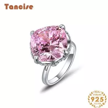 Tancise Classic стерлингового серебра 925 пробы кольцо с цирконом женские ювелирные изделия свадебное обещание вечерние подарок 6 розовый