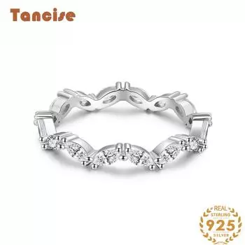 Tancise Classic стерлингового серебра 925 пробы кольцо с цирконом женские ювелирные изделия свадебное обещание вечерние подарок 5 серебряный