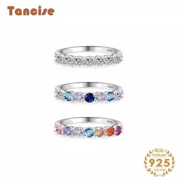 Tancise Classic стерлингового серебра 925 пробы кольцо с цирконом женские ювелирные изделия свадебное обещание вечерние подарок 5 серебряный