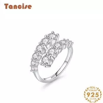Tancise Classic стерлингового серебра 925 пробы кольцо с цирконом женские ювелирные изделия свадебное обещание вечерние подарок 5 серебряный