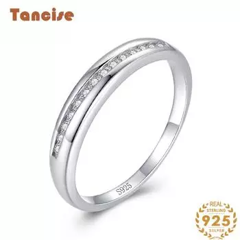 Tancise Classic стерлингового серебра 925 пробы кольцо с цирконом женские ювелирные изделия свадебное обещание вечерние подарок 5 серебряный