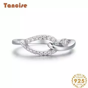 Tancise Classic стерлингового серебра 925 пробы кольцо с цирконом женские ювелирные изделия свадебное обещание вечерние подарок 5 серебряный