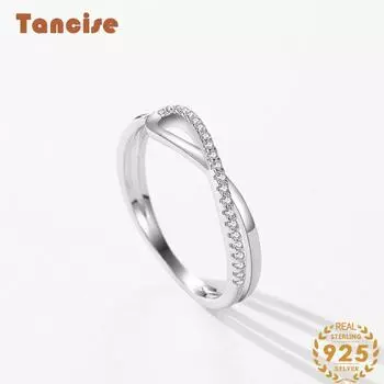 Tancise Classic стерлингового серебра 925 пробы кольцо с цирконом женские ювелирные изделия свадебное обещание вечерние подарок 5 серебряный