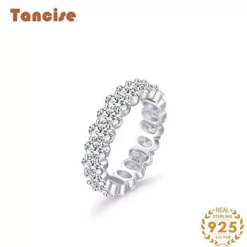 Tancise Classic стерлингового серебра 925 пробы кольцо с цирконом женские ювелирные изделия свадебное обещание вечерние подарок 5 серебряный