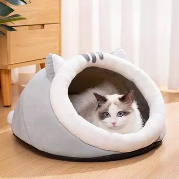 Тапочки Кошачьи ушки Гнездо Четыре сезона Кошачий домик Кошачий домик Полузакрытый домик для собак Дом для маленьких собак Кошачий домик S