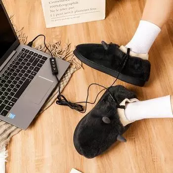 Тапочки с подогревом от USB для женщин, регулируемая температура, сохраняющая тепло, домашняя обувь, женские милые маленькие монстры, комфортные плюшевые тапочки 36-37 фиолетовый