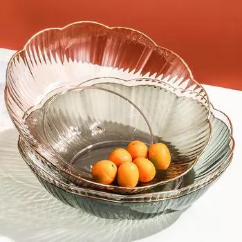 Тарелка для закусок из пластика, экономит место, легко моется, легкая, роскошная, круглая, гладкая, миска, кухонные принадлежности, кухонные гаджеты, фруктовая тарелка для домашних животных