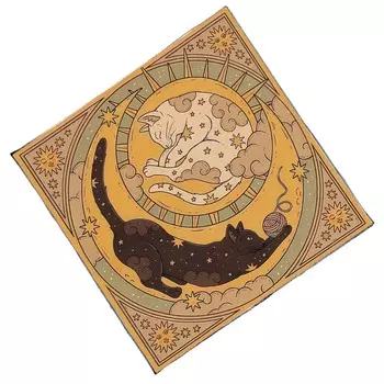 Tarots Tablecloth Altars Cloth Moon Cat Pattern Astrology Tablecloth Divinations Card Cloth Tapestry Wall Decoration B50