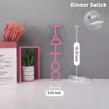 TATTOO Neon 5V USB Салон Студия Магазин LED Розовый Веселый Настенный Художественный Декор Коммерческий Магазин Логотип Витрина Рождественский Подарок 10W розовый