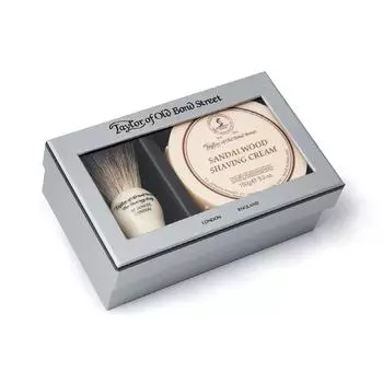 Taylor of Old Bond Street UK Помазок для бритья Taylor s Badger + крем для бритья Sandalwood 150 г Подарочный набор, 1 шт.