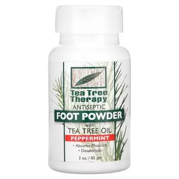 Tea Tree Therapy, пудра для ног, с маслом чайного дерева, мята перечная, 85 г (3 унции)