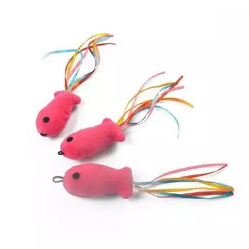 Teasing Cat Stick Replacement Head Bite-Resistant Feather Belt Bell Kitty Toy Suit Pet Supplies Kittens Relieving Stuffy Bite-Resistant Small fish replace the first 3 (random color)