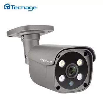 Techage H.265 5-мегапиксельная IP-камера безопасности POE для обнаружения человека на открытом воздухе двусторонняя аудио- и видеонаблюдение AI IP-камера для системы NVR