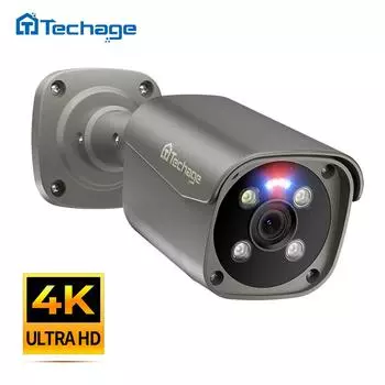 Techage H.265 Ultra HD 4K POE камера уличная 8-мегапиксельная IP-камера с распознаванием лица, цвет ночного видения, двусторонняя аудиосвязь для системы наблюдения