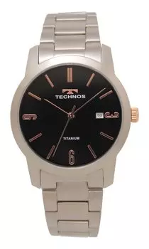 [Technos] Мужские серебряные часы Date Titanium T9B60IH чёрный