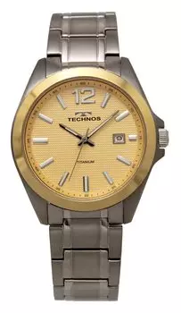 [Technos] Мужские серебряные часы Date Titanium T9B67TC золотой