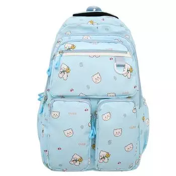 Teddy Cute Cartoon Bear Flower Pattern Large Capacity Student Backpack Girls For