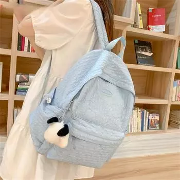 Teen School Bag for Girls Backpack Solid Color Women Bookbags Middle Student Schoolbag Large Cute