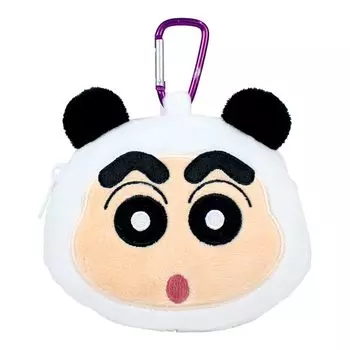 Tees Factory Crayon Shin-chan Plush Zipper Mascot Pouch with Carabiner, Transforming Shin-chanPanda, Size: Approx. H140 x W120 x D55mm (KS-5546159PA)