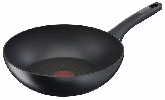 Tefal Pot 28cm Deep Wok IH Совместимо с газовыми плитами Не содержит вредных веществ, таких как PFOA Твердый титан Unlimited Wok Черный G26519 Жарка с антипригарным покрытием чёрный