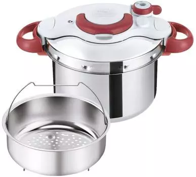 Tefal Pressure Cooker 6L For 4 to 6 People IH Gas Fire Compatible Easy 10 Year Warranty Minute Easy Ruby P4620769 Open/Close Crypso Red рубиново-красный