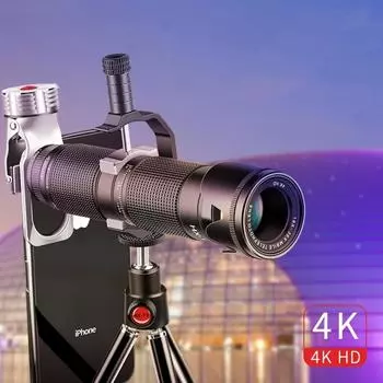 Телеобъектив для мобильного телефона, телеобъектив 18-36X, HD зум, внешняя камера, телескоп, зеркальная камера, дистанционная съемка, наблюдение чёрный