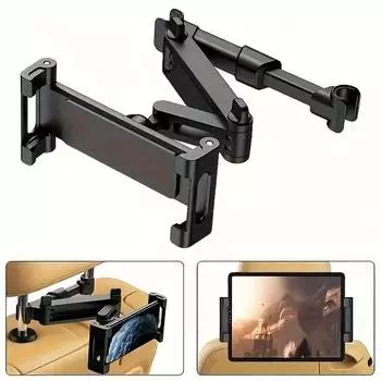 Telescopic Car Rear Pillow Phone Holder Car Stand Seat Rear Headrest Mounting Bracket Rotating Tablet Stand Cars Interior Holder красный
