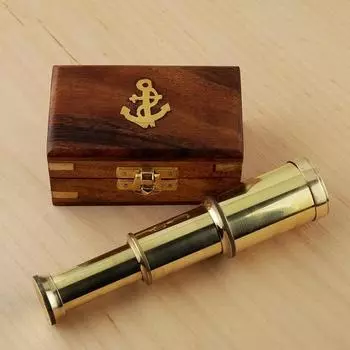 Телескоп из латуни 15,24 см, удлиненный, морской деревянный ящик, SeaStyle