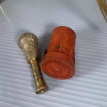 Телескоп из латуни цилиндрической формы с гравировкой морской пиратской подзорной трубы с кожаным коричневым корпусом, функциональный телескоп