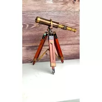 Телескоп из латуни с подставкой, морской телескоп с деревянным штативом, телескоп на подставке в винтажном стиле для полки, подарок на День святого Валентина,