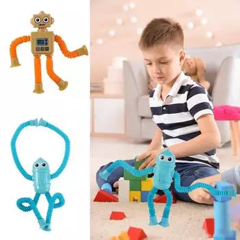 Телескопическая присоска для животных Альпака Робот Fidget Robo Pop Tubes Игрушка для детей Подарки D Random 1pc light
