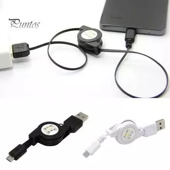 Телескопический кабель Micro USB для зарядки мобильного телефона, шнур синхронизации данных для Android чёрный
