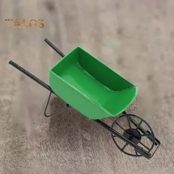 Тележка для кукольного домика TALOS с высокой детализацией, металлическая мини-тачка, аксессуары для сада фей для реквизита зелёный