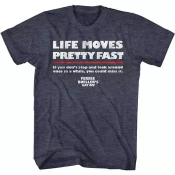 Темно-синяя футболка унисекс Ferris Beullers Day Off Life Moves Fast S