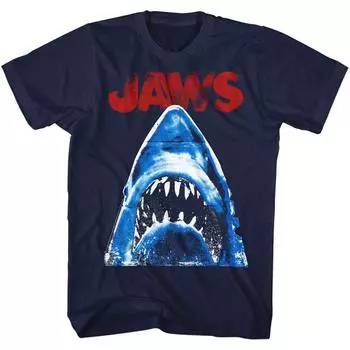 Темно-синяя футболка унисекс Jaws Halftone S