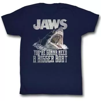 Темно-синяя футболка унисекс Jaws Real Big Slim Fit S