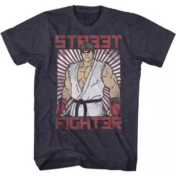 Темно-синяя футболка унисекс Street Fighter Ryu Slim Fit S