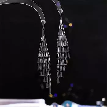 Темперамент элегантные атмосферные серьги s925 серебряные иглы длинные индивидуальные микро циркон легкие роскошные модные универсальные серьги золотой