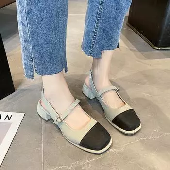 Temperament French Mary Jane Single Shoes 2024 Весна Новые удобные и дышащие модные универсальные комфортные сандалии Baotou 35 покинуть белый