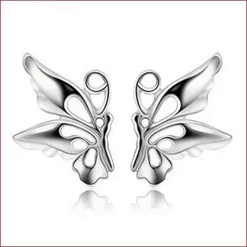 Temperament Small Butterfly Stud Earrings Women, Корейская версия Cute Butterfly, Посеребренные украшения, Женщины
